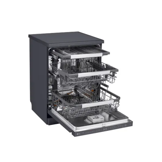 LG DF587HMS mosogatógép, 14 teríték, inverter motor, 3 kosár, automatikus ajtónyitás, 60x60x85 cm, matt fekete szín 