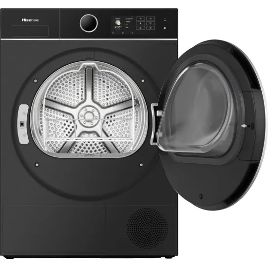 Hisense DH5I104BBAB hőszivattyús szárítógép, 10 kg, Wifi, gőz, inverter motor, 59.5x64x84.5 cm, fekete szín 