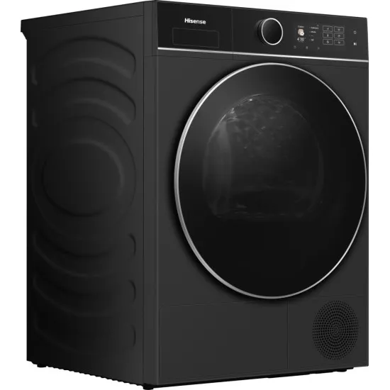Hisense DH5I104BBAB hőszivattyús szárítógép, 10 kg, Wifi, gőz, inverter motor, 59.5x64x84.5 cm, fekete szín 