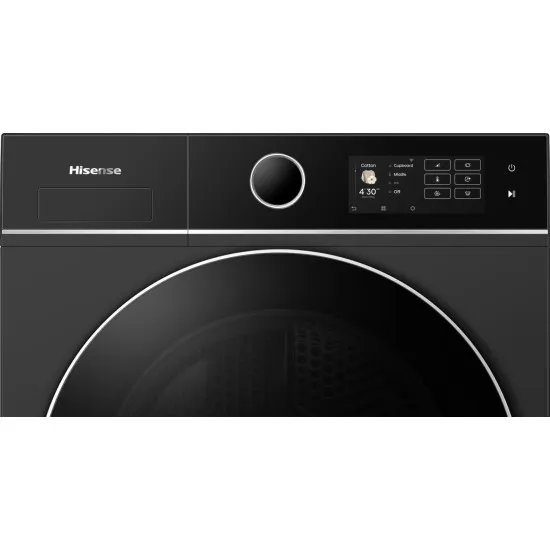 Hisense DH5I104BBAB hőszivattyús szárítógép, 10 kg, Wifi, gőz, inverter motor, 59.5x64x84.5 cm, fekete szín 