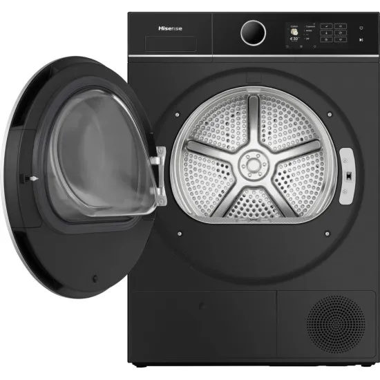 Hisense DH5I104BBAB hőszivattyús szárítógép, 10 kg, Wifi, gőz, inverter motor, 59.5x64x84.5 cm, fekete szín 