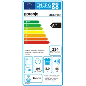 Gorenje DNE82/BGN hőszivattyús szárítógép, 8kg, 60x62.5x85cm, fekete szín