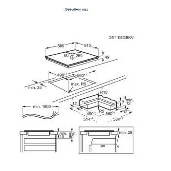 Electrolux EIS62453IT beépíthető indukciós kerámialap, Bridge összekapcsolható főzőzóna, 58x51x4.4 cm, fekete szín 