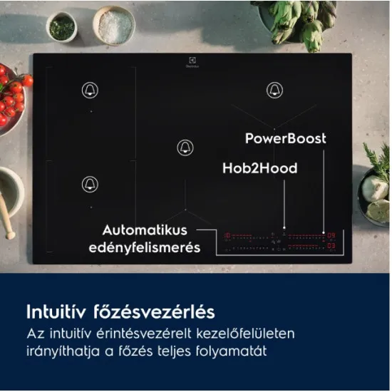 Electrolux EIS62453IT beépíthető indukciós kerámialap, 58x51x4.4 cm, fekete szín 