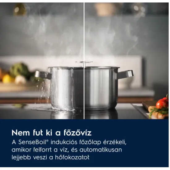 Electrolux EIS82453IT beépíthető indukciós kerámialap, Bridge összekapcsolható főzőzóna, 77x51x4.4 cm, matt fekete szín 