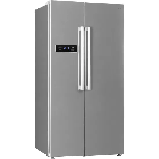 ECG ERS 21781 NIXE Total No Frost Side by side hűtőszekrény 335 l / 197 liter, INOX kivitel alumínium fogantyúkkal  89,7 x 76,1 x176,5 cm