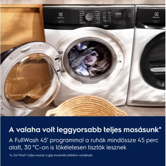 Electrolux EW6F8482E elöltöltős mosógép, 8 kg, inverter motor, gőz, 59.6x57.6x84.7 cm