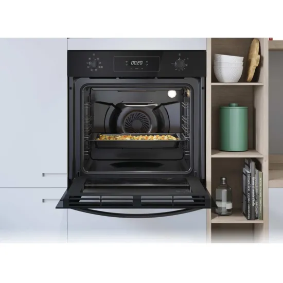 Candy F ACDI Z600 L beépíthető sütő, fekete szín, teleszkópos sűtősín, hőlégkeverés, 70 liter, gőztisztítás, A+ energiaosztály,  595X595X568mm