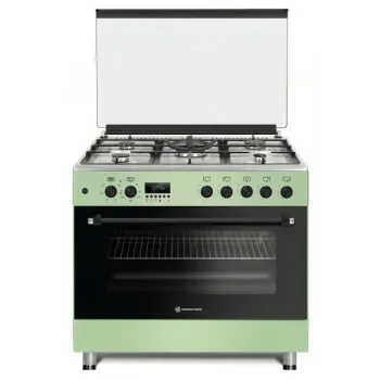 Novacook F9S50E6 kombinált tűzhely, 110L, 4 normál  + 1 wok égőfej, 90x60x87 cm, pasztel pisztácia zöld szín 
