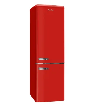 Amica FK2965.3RAA retro alulfagyasztós kombinált hűtőszekrény, 181/63L, 55x61.5x181 cm, piros szín 