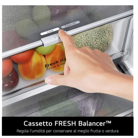 LG GBBW322CPY Total No Frost alulfagyasztós kombinált hűtőszekrény, 326/139L, Wifi, Smart Inverter Kompresszor, 69.7x70.4x203 cm, prime silver szín 