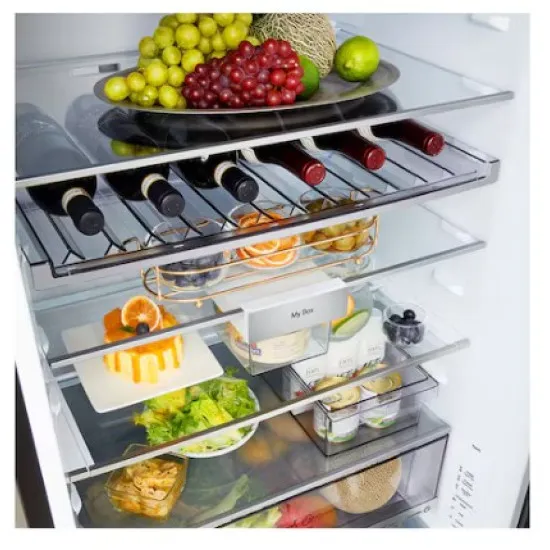 LG GBBW726CEV Total No Frost alulfagyasztós kombinált hűtőszekrény, 326/139L, Smart Inverter Kompresszor, Wifi, 69.7x70.4x203 cm, fémes fekete szín 