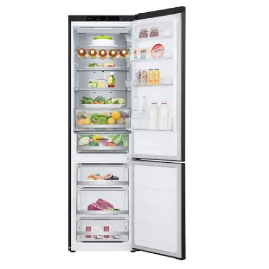 LG GBV7280DEV alulfagyasztós kombinált hűtőszekrény, Smart Inverter Kompresszor, 277/110L, 59.5x68.2x203 cm, fémes fekete szín