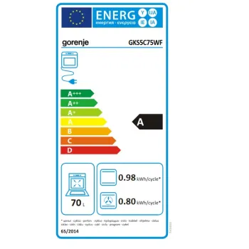 Gorenje GKS5C75WF kombinált tűzhely, 70L, dísztető nélküli kivitel, 50x59.4x85 cm