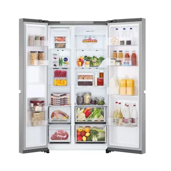 LG GSBC40PYPE side by side hűtőszekrény, 423/241L, Smart Inverter Kompresszor, 91.3x73.5x179 cm, hamvas matt ezüst szín 