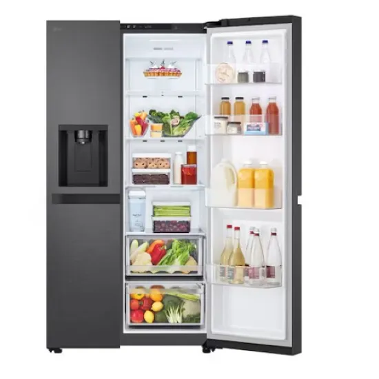 LG GSLC41EPPE side by side hűtőszekrény, 420/221L, Smart Inverter Kompresszor, 91.3x73.5x179 cm, matt éjfekete szín