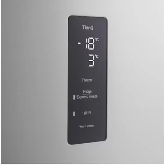 LG GTFV61PYBQD felülfagyasztós kombinált hűtőszekrény, Wifi, Smart Inverter Kompresszor, 425/184L, 83.1x74.1x186 cm, hamvas matt ezüst szín 