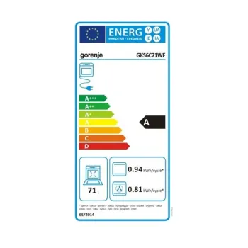 Gorenje GKS6C71WF kombinált tűzhely, 71L, fém dísztető, 60x60x85 cm 