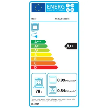 Haier H6 ID2P5B3YTX beépíthető sütő, 78L, Wifi, pirolitikus és hidrolitikus tisztítás, 59.5x56.8x59.5 cm, fekete szín 