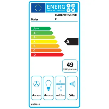 Haier HADG9CBS6BVOC beépíthető falra szerelhető döntött kürtös konyhai elszívó, 89.8x35.6x60 cm, fekete szín 