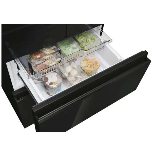 Haier HFR3718ENGB Total No Frost alulfagyasztós kombinált hűtőszekrény, 262/140L, 70x68.8x177.5 cm, fekete szín