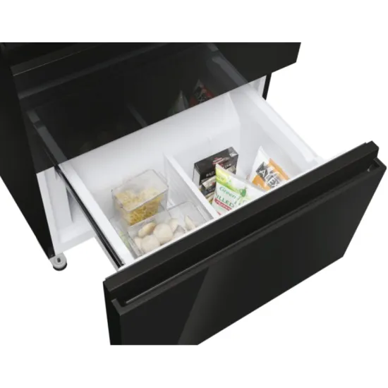 Haier HFR3718ENGB Total No Frost alulfagyasztós kombinált hűtőszekrény, 262/140L, 70x68.8x177.5 cm, fekete szín