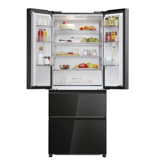 Haier HFR3718ENGB Total No Frost alulfagyasztós kombinált hűtőszekrény, 262/140L, 70x68.8x177.5 cm, fekete szín