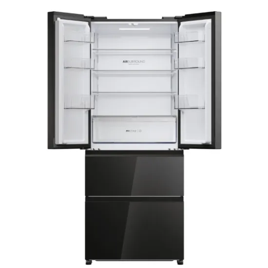 Haier HFR3718ENGB Total No Frost alulfagyasztós kombinált hűtőszekrény, 262/140L, 70x68.8x177.5 cm, fekete szín