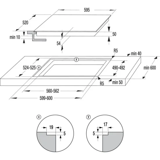 Hisense HI6443SRWF beépíthető indukciós kerámialap, 59.5x52x5.4 cm, fekete szín 