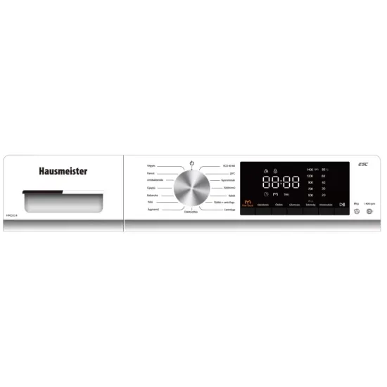 Hausmeister HM2814 elöltöltős mosógép, 8 kg, magyar kezelőpanel, digitális kijelző, inverter motor, 60x52x84.7 cm