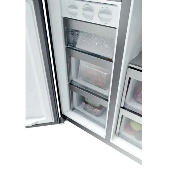 Haier HSPR79F18EWMB No Frost side by side hűtőszekrény, 384/189L, Wifi, 90.5x70.7x177.5 cm, szálcsiszolt fekete szín 