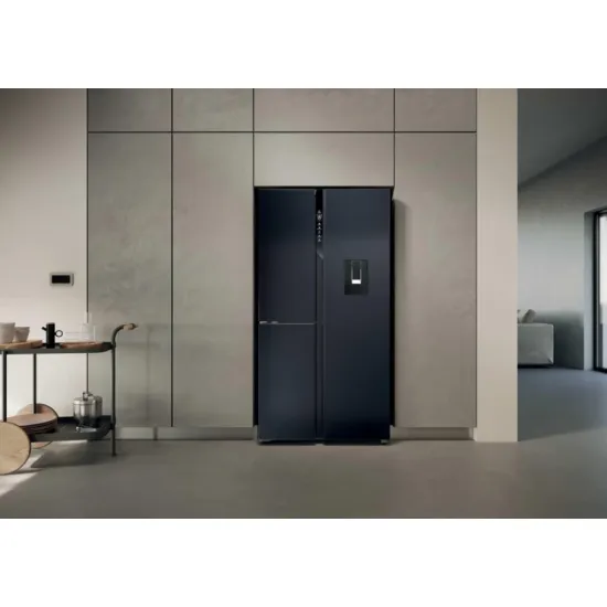 Haier HSPR79F18EWMB No Frost side by side hűtőszekrény, 384/189L, Wifi, 90.5x70.7x177.5 cm, szálcsiszolt fekete szín 