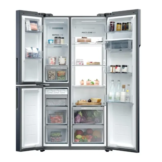 Haier HSPR79F18EWMB No Frost side by side hűtőszekrény, 384/189L, Wifi, 90.5x70.7x177.5 cm, szálcsiszolt fekete szín 