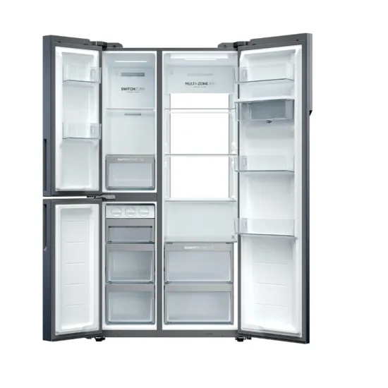 Haier HSPR79F18EWMB No Frost side by side hűtőszekrény, 384/189L, Wifi, 90.5x70.7x177.5 cm, szálcsiszolt fekete szín 