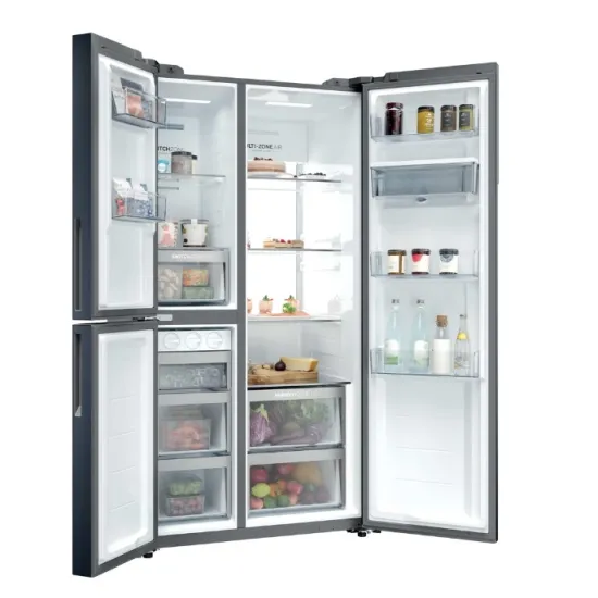 Haier HSPR79F18EWMB No Frost side by side hűtőszekrény, 384/189L, Wifi, 90.5x70.7x177.5 cm, szálcsiszolt fekete szín 