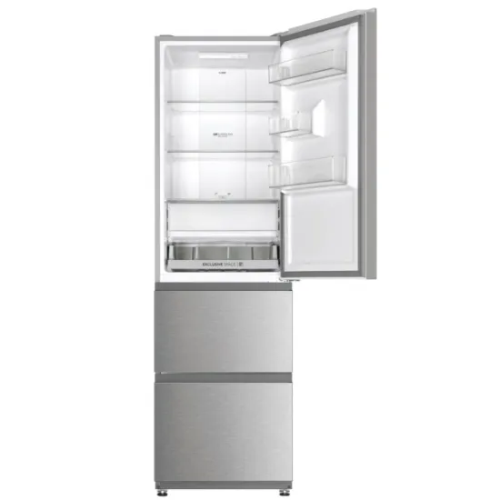 Haier HTR3518ENMX No Frost alulfagyasztós kombinált hűtőszekrény, Wifi, 196/107L, 54.5x62.2x185 cm, inox szín