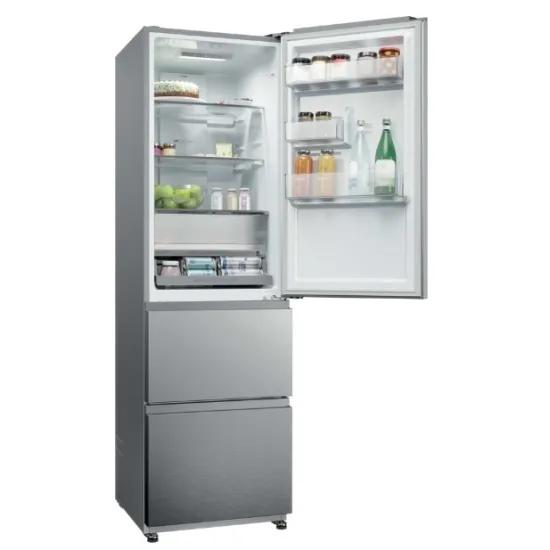 Haier HTR3518ENMX No Frost alulfagyasztós kombinált hűtőszekrény, Wifi, 196/107L, 54.5x62.2x185 cm, inox szín