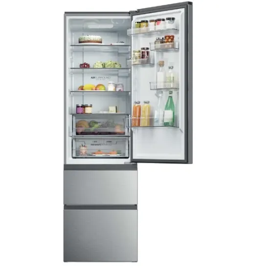Haier HTR3620ENMG No Frost alulfagyasztós kombinált hűtőszekrény, Wifi, 289/125L, 59.5x66.7x205 cm, ezüst szín 