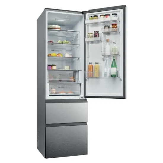 Haier HTR3620ENMG No Frost alulfagyasztós kombinált hűtőszekrény, Wifi, 289/125L, 59.5x66.7x205 cm, ezüst szín 