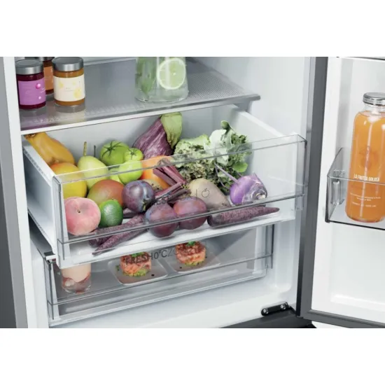 Haier HTR3620ENMG No Frost alulfagyasztós kombinált hűtőszekrény, Wifi, 289/125L, 59.5x66.7x205 cm, ezüst szín 