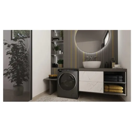 Haier HW50-BP12307GU1 elöltöltős mini mosógép, 5kg, Wifi, inverter motor, 51x49.2x70 cm, antracit szín 