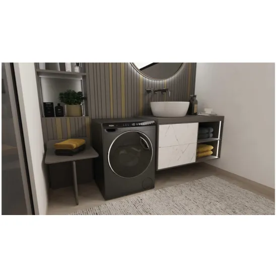 Haier HW50-BP12307GU1 elöltöltős mini mosógép, 5kg, Wifi, inverter motor, 51x49.2x70 cm, antracit szín 