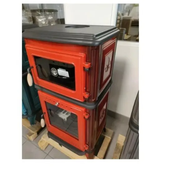 Hunor 8010 öntvény sütős kandalló, bordó 7,1 kW