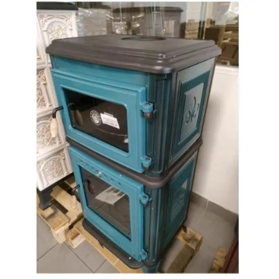 Hunor 8010 öntvény sütős kandalló, türkiz 7,1 kW