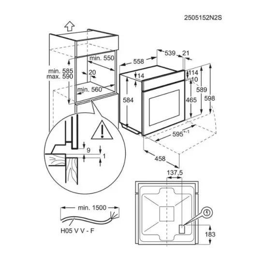 Electrolux LOFGF00BK beépíthető sütő, 65L, 59.4x56x59.8 cm, fekete szín 
