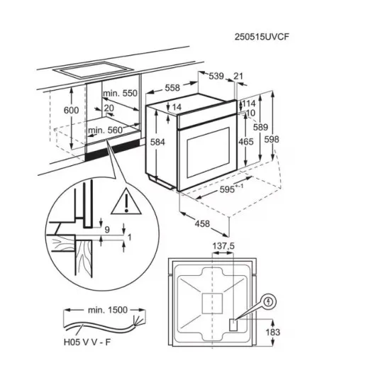 Electrolux LOFGF00BK beépíthető sütő, 65L, 59.4x56x59.8 cm, fekete szín 