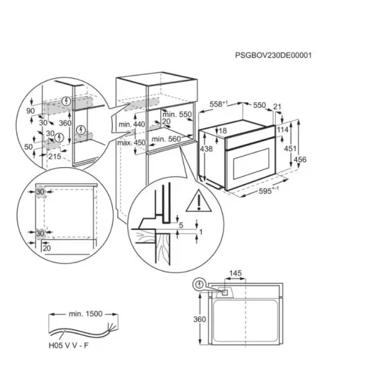 Electrolux LVL8E09Z beépíthető kompakt sütő és mikró, 44L, Wifi, 59.5x56.7x45.5 cm, fekete szín 