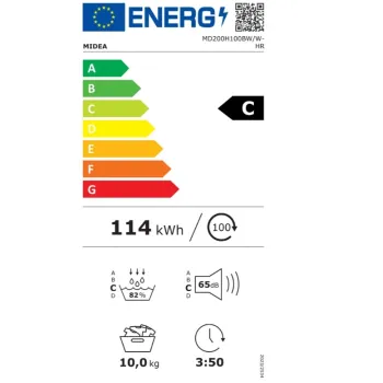Midea MD200H100BW/W-HR hőszivattyús szárítógép, Wifi, 10 kg, 59.5x67.5x84.5 cm