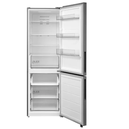 Midea MDRB548MME46 No Frost alulfagyasztós kombinált hűtőszekrény, inverter motor, 271/130L, 63.5x72.5x192.5 cm, inox szín