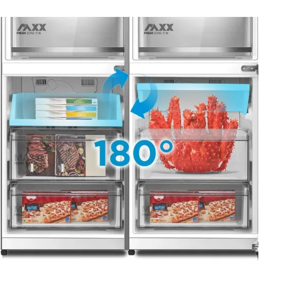 Midea MDRB548MME46 No Frost alulfagyasztós kombinált hűtőszekrény, inverter motor, 271/130L, 63.5x72.5x192.5 cm, inox szín